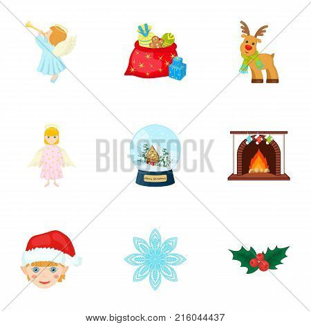 Christmas attributes and accessories cartoon icons in set collection for design. Merry Christmas vector symbol stock illustration.