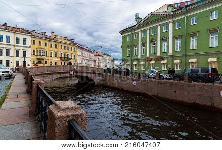 St. Petersburg, Russia - June 3 2017. view of the embankment of the Moika River