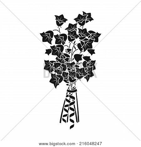 A bouquet of fresh flowers single icon in black style for design. Bouquet vector symbol stock illustration .