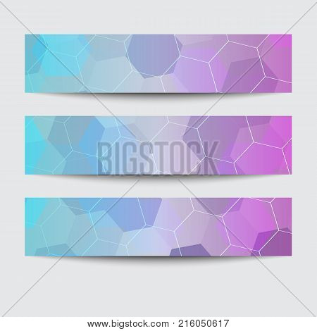 Set of banners. Abstract geometric backgrounds. Hexagonal background
