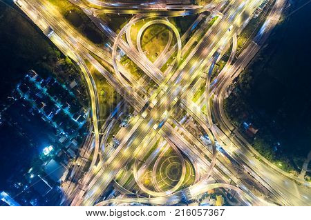 Night Traffic Light Movement Of Car In The Junction Of Medern City
