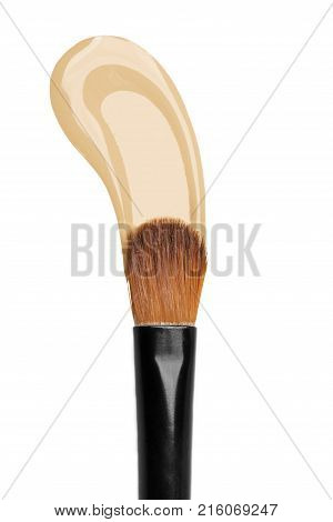 Foundation and make-up brush isolated on white