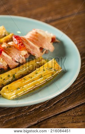 Delicious Chicken With Bacon And Palmito Grilled Pupunha