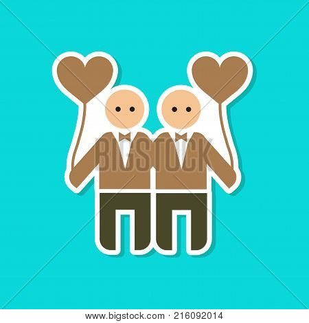 paper sticker on stylish background homosexual gays lovers