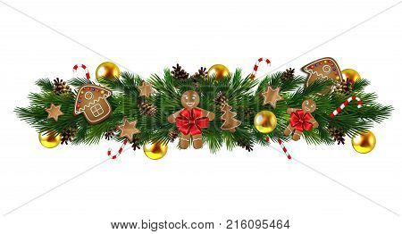Vector Christmas Fir Decoration isolated on white background