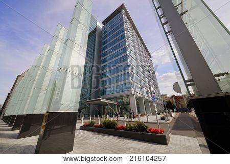 MOSCOW, RUSSIA - SEP 20, 2017: Building of Ducat Place III - one of the most famous and high-quality office centres in Moscow. The 14-storey building was built in 2006. 