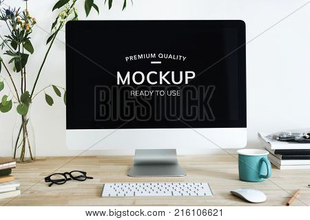 Mockup design space on computer screen