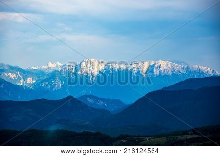 beautiful view to the Prenj mountain in the Prozor Bosnian city