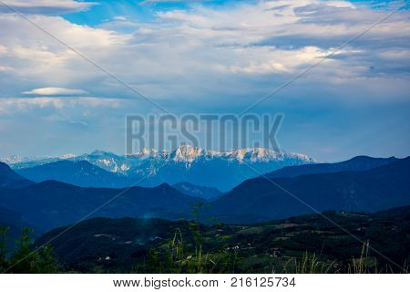 beautiful view to the Prenj mountain in the Prozor Bosnian city