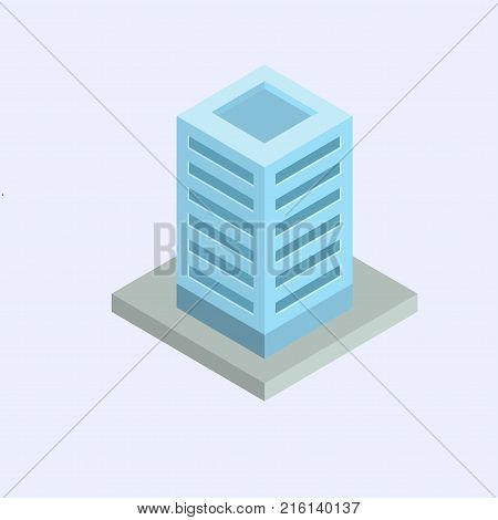 Vector isometric business center building icon. Vector illustration.