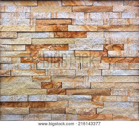 Stone wall texture, travertine tiles facing background