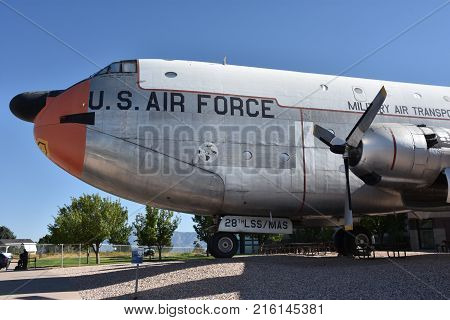OGDEN, UTAH - AUG 24: Hill Aerospace Museum in Ogden, Utah, as seen on Aug 24, 2017. The The museum displays over 90 aircraft from around the world.