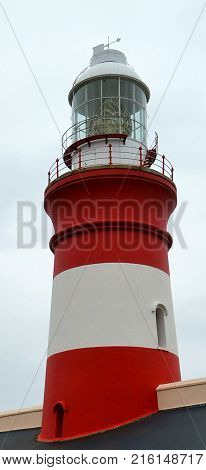 Nice white and red lighthouse in a small town in South África