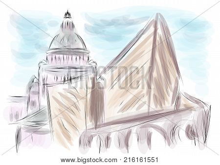 belfast. abstract illustration of city on multicolor background