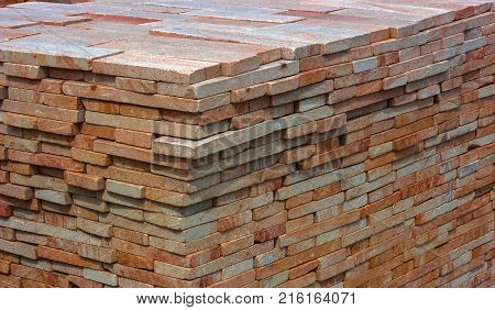 decorative building stone on a pallet can be used for advertising.