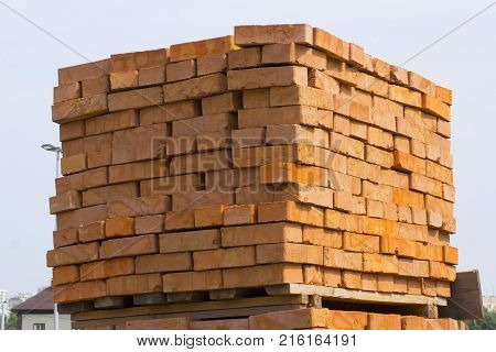 decorative building stone on a pallet can be used for advertising.