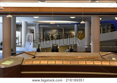 SALT LAKE CITY, UT - AUG 28: North Visitors Center at Temple Square in Salt Lake City, Utah, as seen on Aug 28, 2017. It features a replica of the Christus, a statue of Jesus Christ.