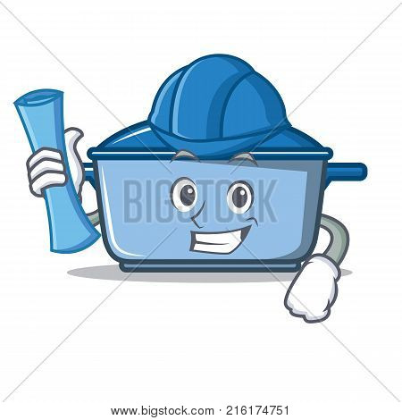 Architect kitchen character cartoon style vector illustration
