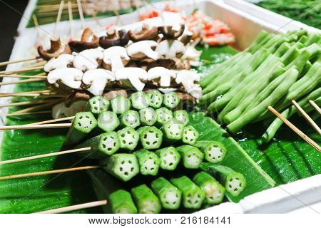 vegetable barbecue mushroom long bean and okra