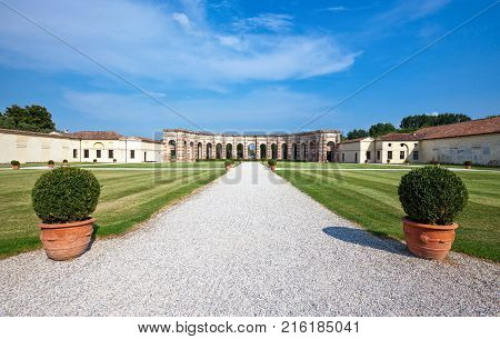 Mantova, Italy -  August 1, 2011:View of  the Palazzo Te courtyard
