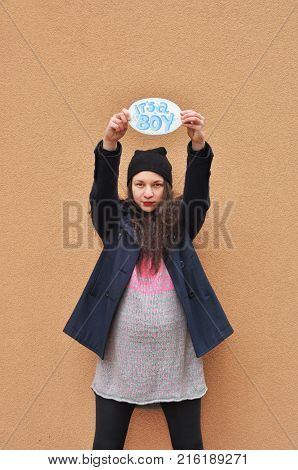 Pregnant woman. Pregnancy. A photo of a cute caucasian pregnant woman.