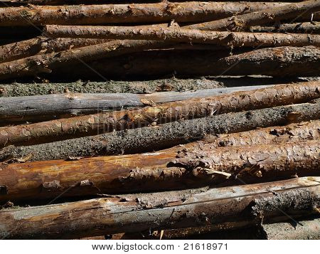Blokken van hout op de brandstapel als achtergrond