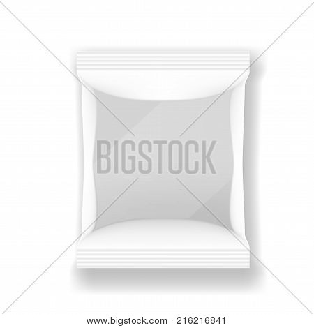 White Blank Clear Sachet For Food, Medical Or Cosmetics. Eps10 Vector