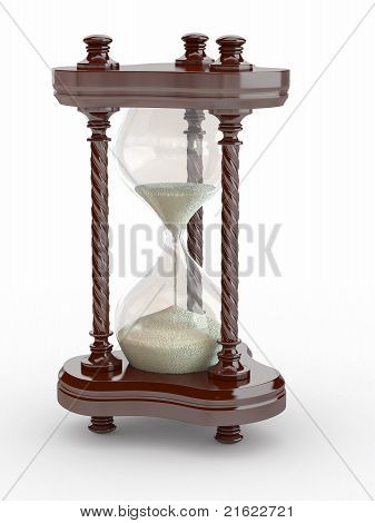 Clessidra. Handglass su sfondo bianco isolato