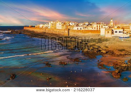 Essaouira town at the sunset time Morocco