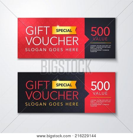 Vector illustration, gift voucher template with clean and modern premium pattern