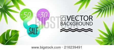 Summer sale discount End of season banner design with tropical foliage vector illustration background. Can used for gift voucher poster advertising social media and cover