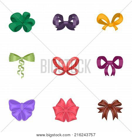 Bow, ribbon, decoration, and other  icon in cartoon style.Giftbows, node, ornamentals, icons in set collection.