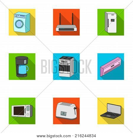 Kitchen appliances flat icons in set collection for design.Home appliances and equipment vector symbol stock  illustration.