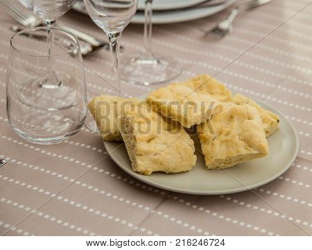 -close up appetizer of italian muffins with background
