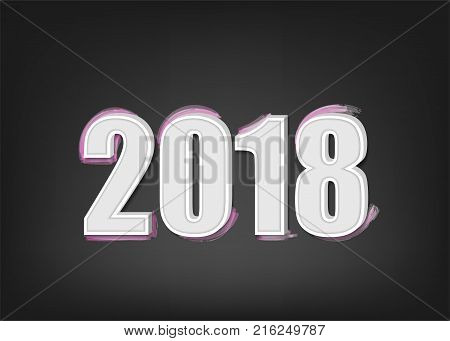 Abstract new 2018 year banner. Greeting paint splash modern banner. Winter January greeting poster. Vector colored new Year invitation. Blob grunge colorful brush text. Festive vector illustration.