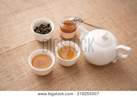 Chinese tea with small teapot and cupstraditional relaxing aromatic drink