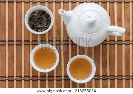 Chinese tea with small teapot and cupstraditional relaxing aromatic drink