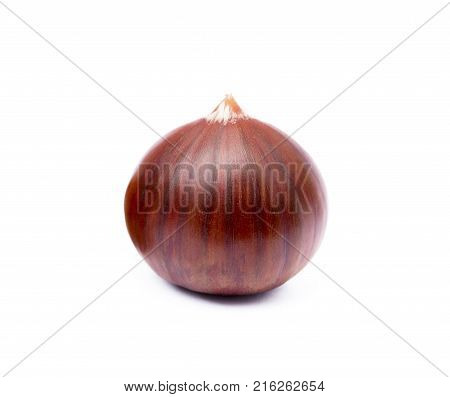 Fresh ripe chestnuts isolated on white background