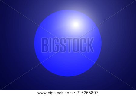 Shiny blurred neon glowing circle on blue background. Abstract illustration with glowing round lights. Background with shining flares