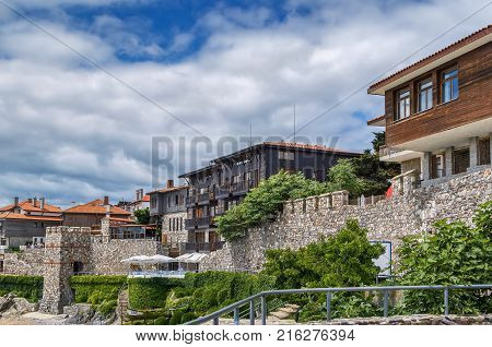 Fortress walls on the Black Sea coast in Sozopol Bulgaria