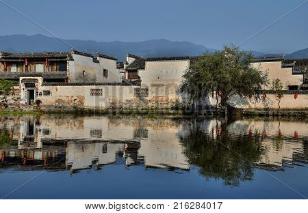 Hongcun, a small ancient village in Anhui province in China near the Yellow Mountains.