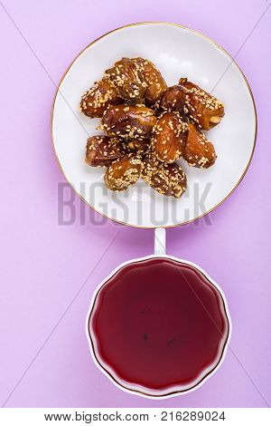 Phoenix Dactylifera Fruits with Nuts. Studio Photo