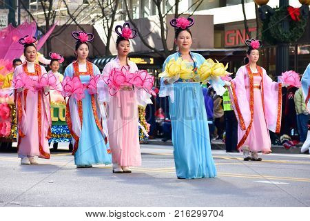 Chicago, Illinois, Usa: November 23,2017: Chicago Thanksgiving Parade Human Rhythm