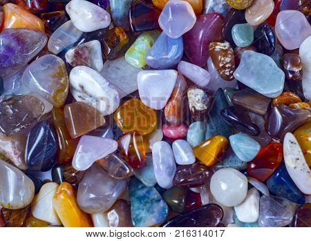natural background - pile of semi precious jewelery stones closeup. best for craftsmanship, interior design, gift