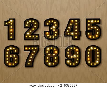 bulb light font on wood pattern vector illustration