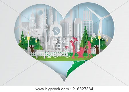 paper art of World environment day. Earth globe with style Concept design for bannerVector illustration