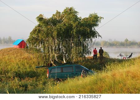 Morningg on the river Irtysh Omsk region Siberia Russia