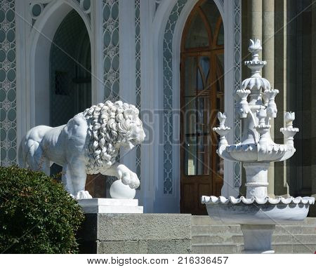 YALTA CRIMEA - SEPTEMBER 14 2017: Beautiful places in the park Vorontsov Palace in the vicinity of Yalta Crimea