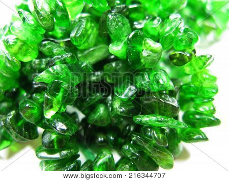 chrome-diopside semigem geode crystals geological mineral isolated