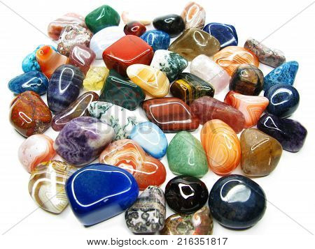 amethyst quartz avanturine sodalite garnet semigem crystals geological mineral set isolated
